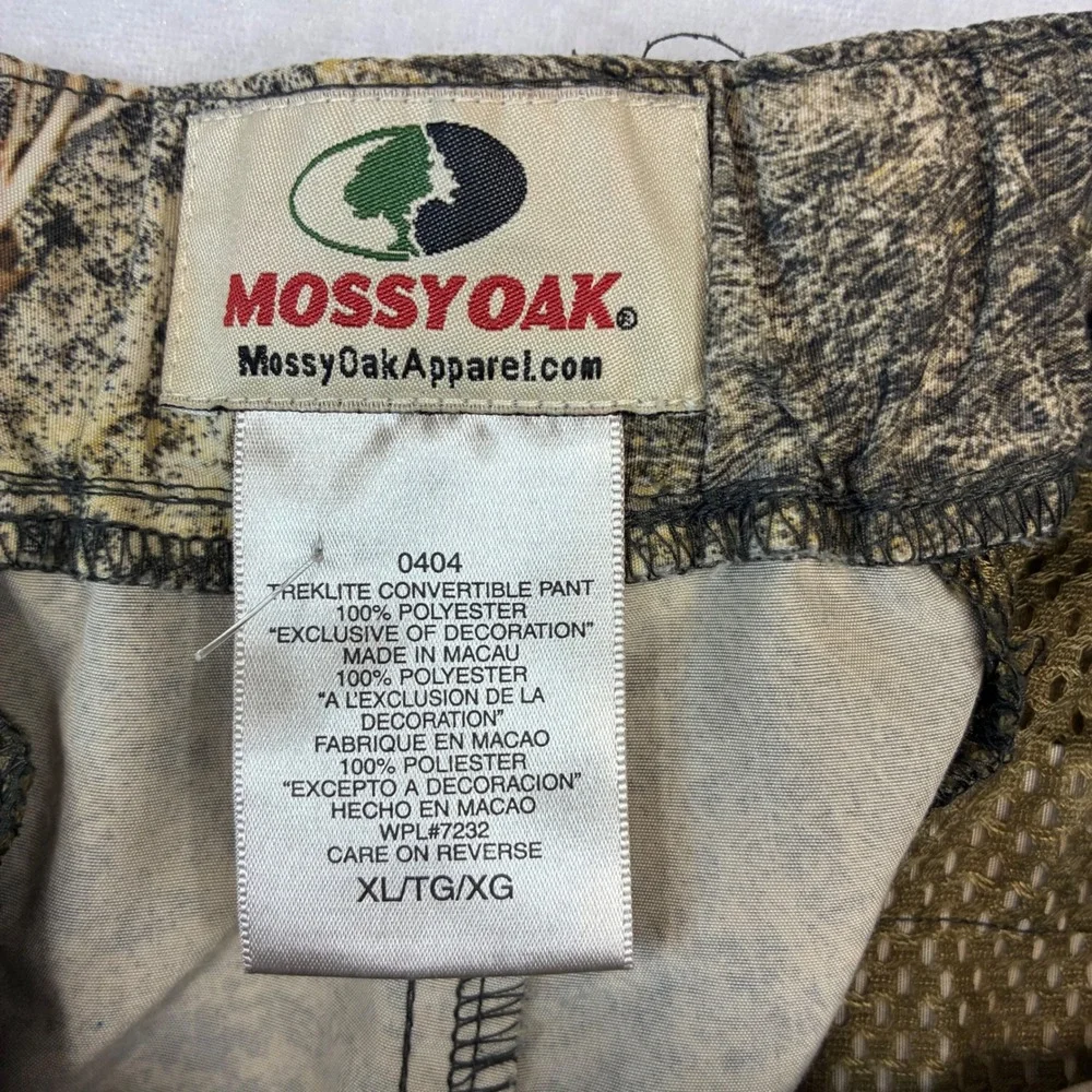 Mossy Oak Treklite Pants Mens XL Camo Convertible Zip Off Brush Hunting Cargo